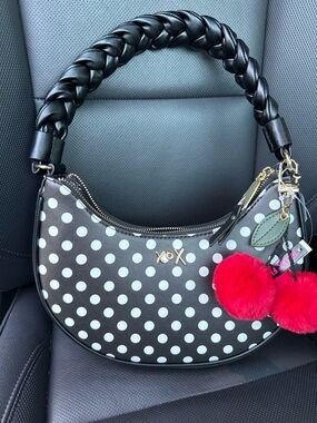Betsey Johnson XO Polka Dot Cherry Bag Y2K Kawaii Coquette Shoulder Purse NWT